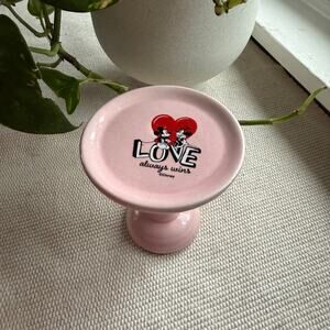 Mickey & Minnie Mouse Valentine Ceramic Mini Cupcake Stand Pink Love Always Wins